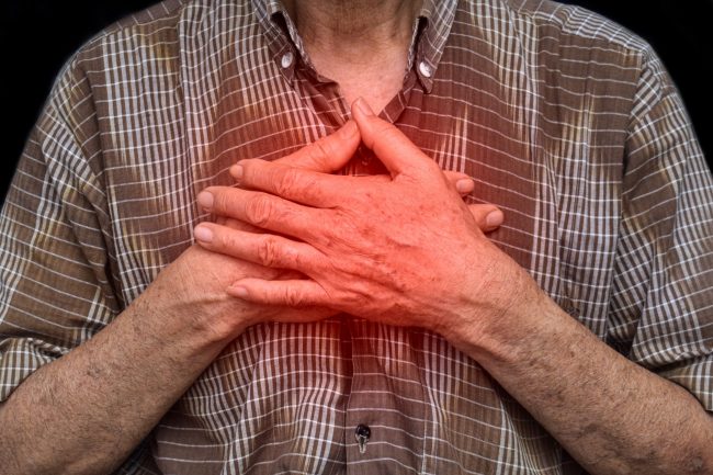 Asian,Elder,Man,Suffering,From,Central,Chest,Pain.,Chest,Pain