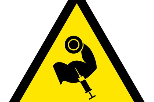 Raster,Anabolic,Steroid,Flat,Warning,Sign.,Triangle,Icon,Uses,Black